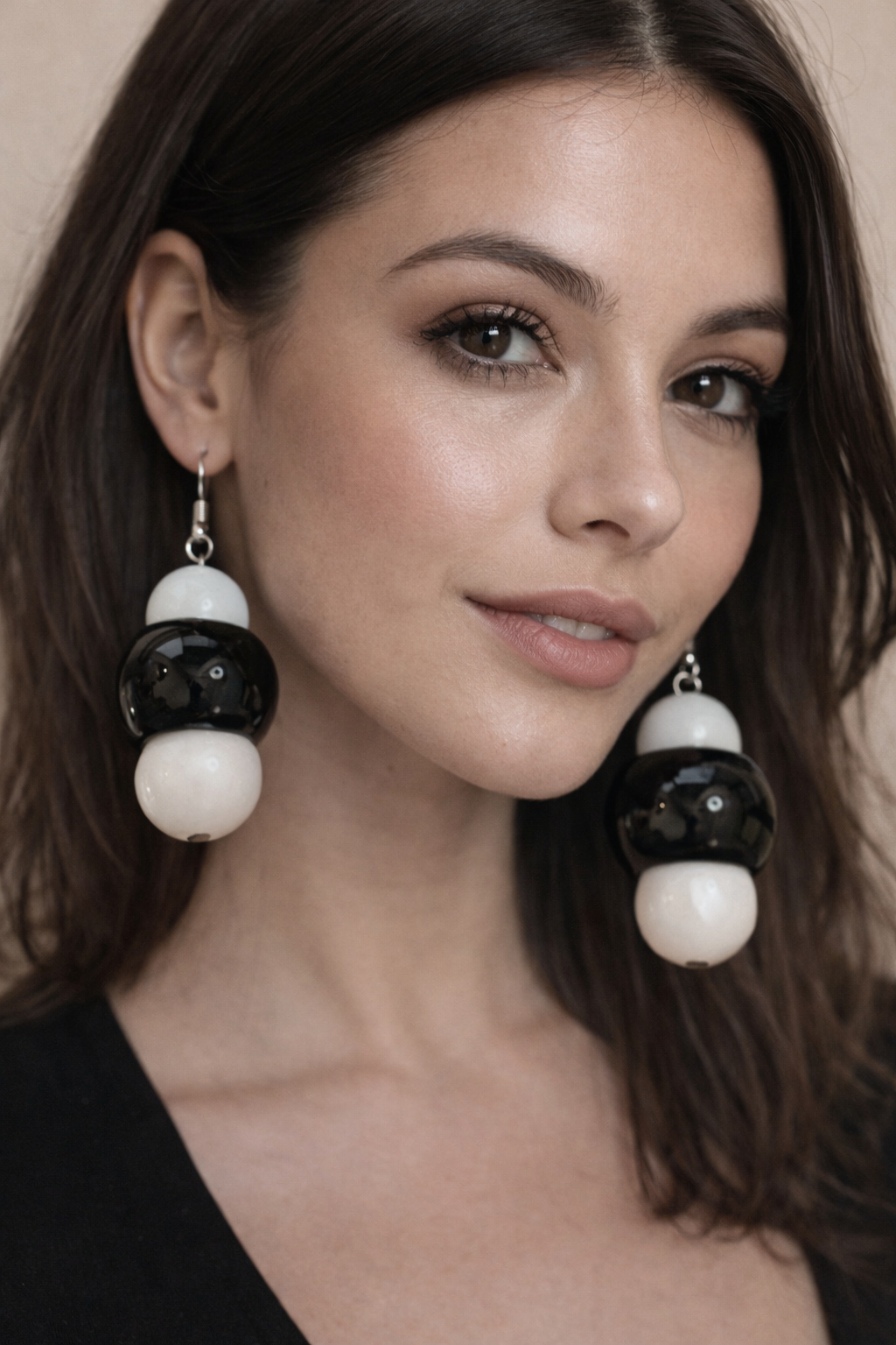 Jeff Lieb Modern Black & White Bead Drop Earrings-54321E