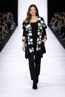 IC Collection Asymmetrical Black & White Check Jacket-7558J