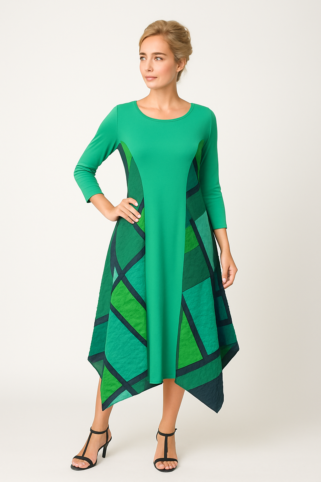 IC Collection Color Block Dress 7285D