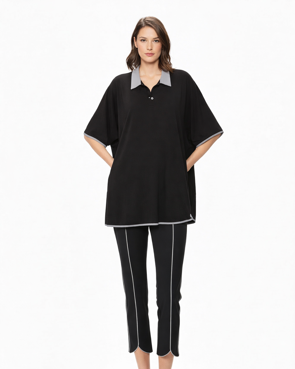 By JJ Color-Block Piped Capri Pant IT-159