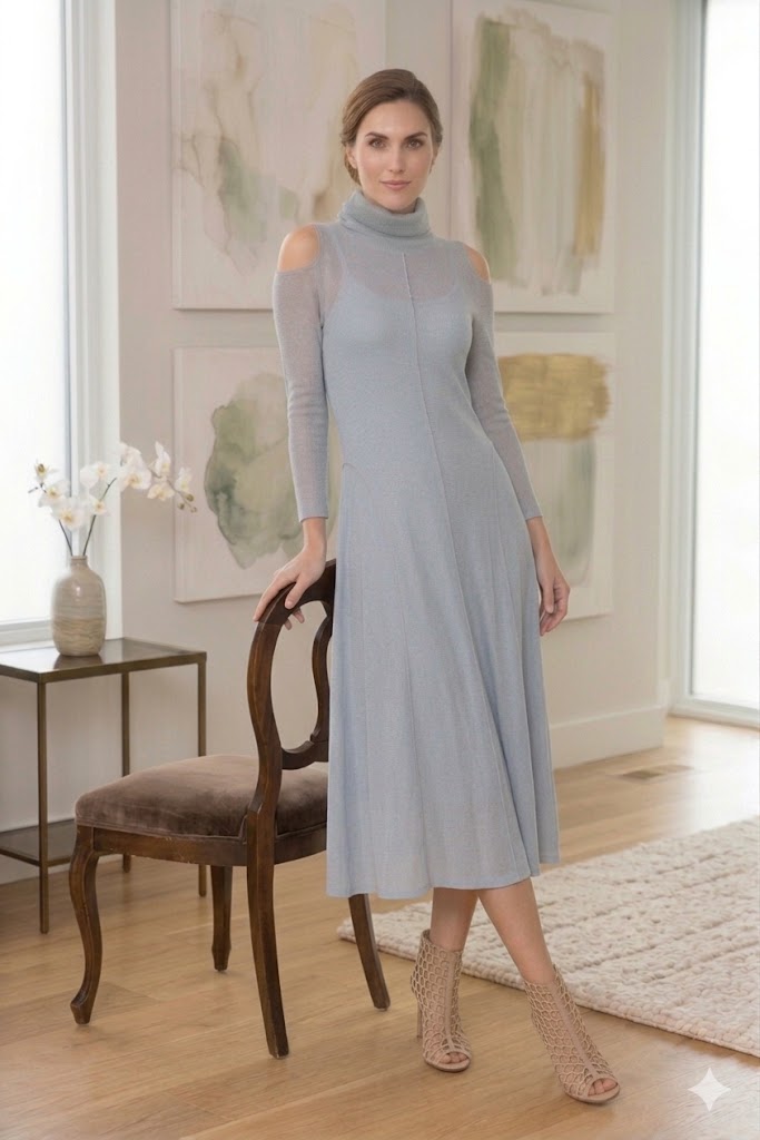cold shoulder dress grey Grey Ribbed Cold Shoulder High Neck Dress