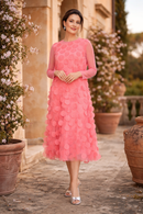 IC Collection Mesh Sleeve Petal Dress 6472D