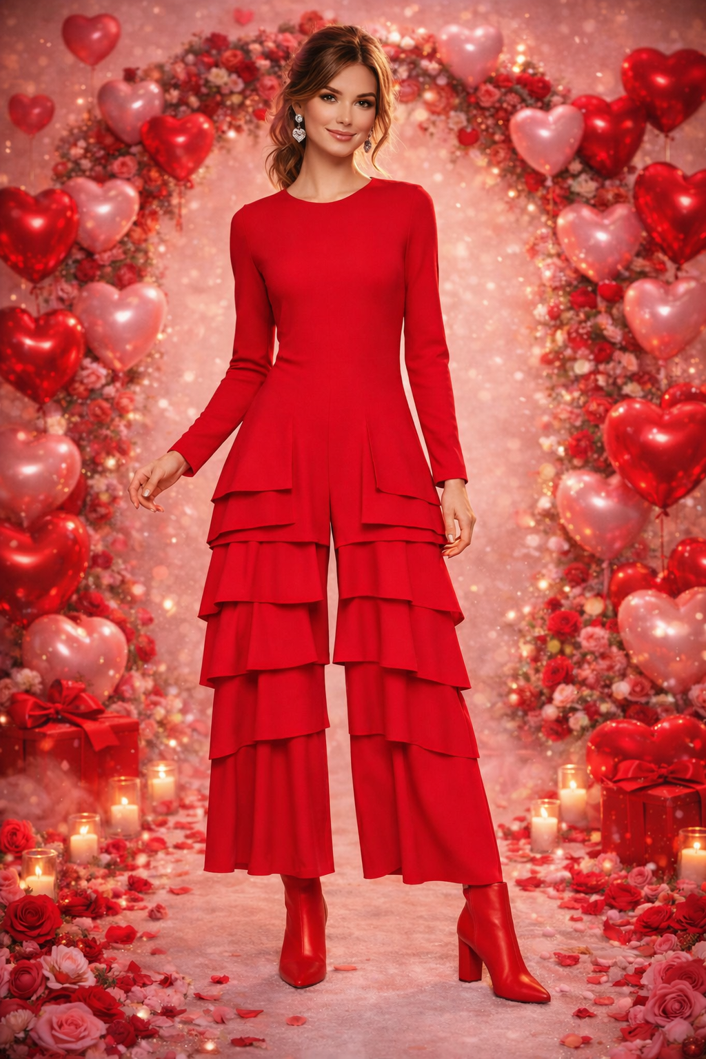 IC Collection Layered Ruffle Jumpsuit-7232JS