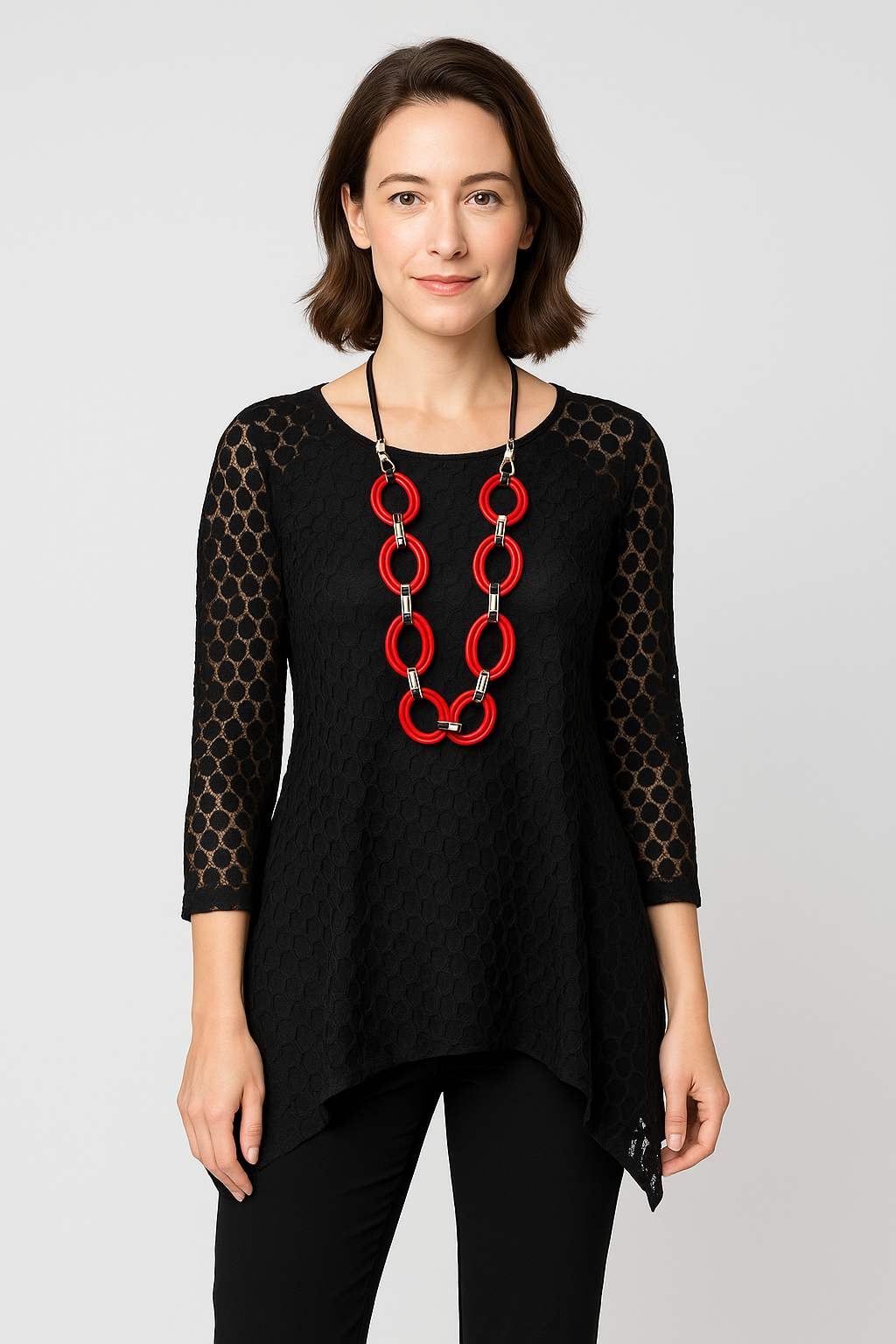 IC Collection Sheer Asymmetrical Tunic-IC-5483T