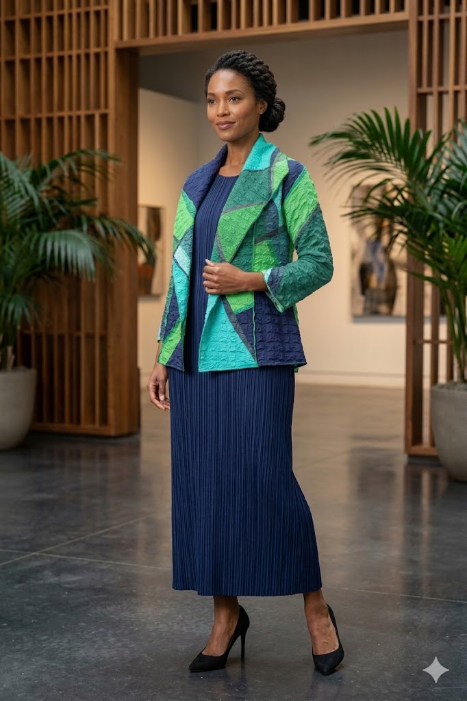IC Collection Open Front Print Jacket 7293J-BLUE – Unique Apparel USA