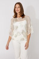 Frank Lyman Sheer Scoop Neck Pullover-266120