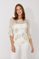 Frank Lyman Sheer Scoop Neck Pullover-266120
