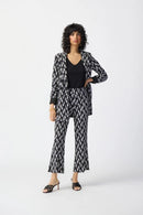 Joseph Ribkoff Black/Moonstone Geometric Print Pull-On Pants-241151