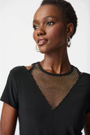 Joseph Ribkoff Black Top with Rhinestone Mesh-JR-241017