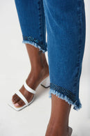 Joseph Ribkoff Slim Crop Jeans with Embellished Hem-241920