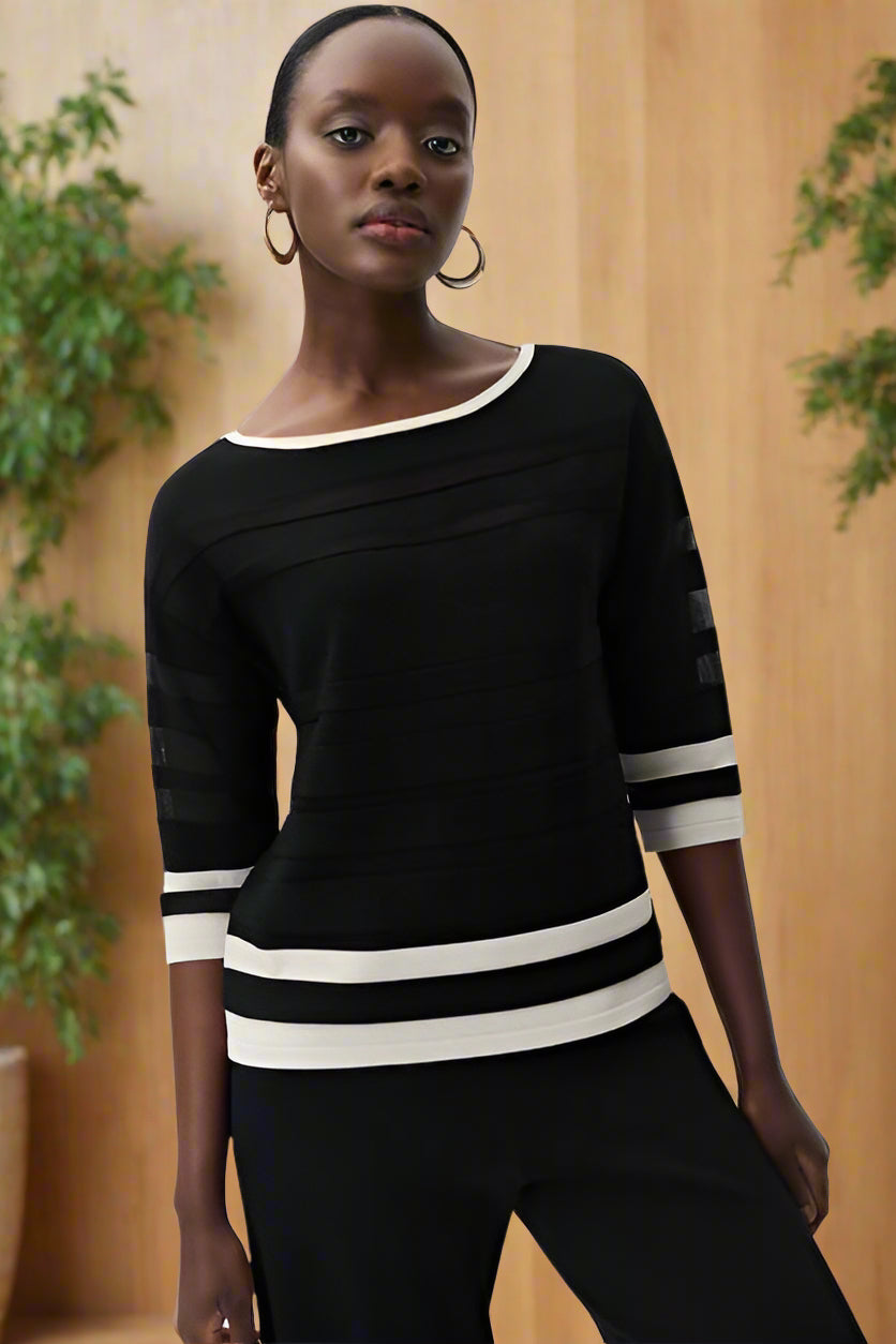 Joseph Ribkoff Striped 3/4 Sleeve Top-231937