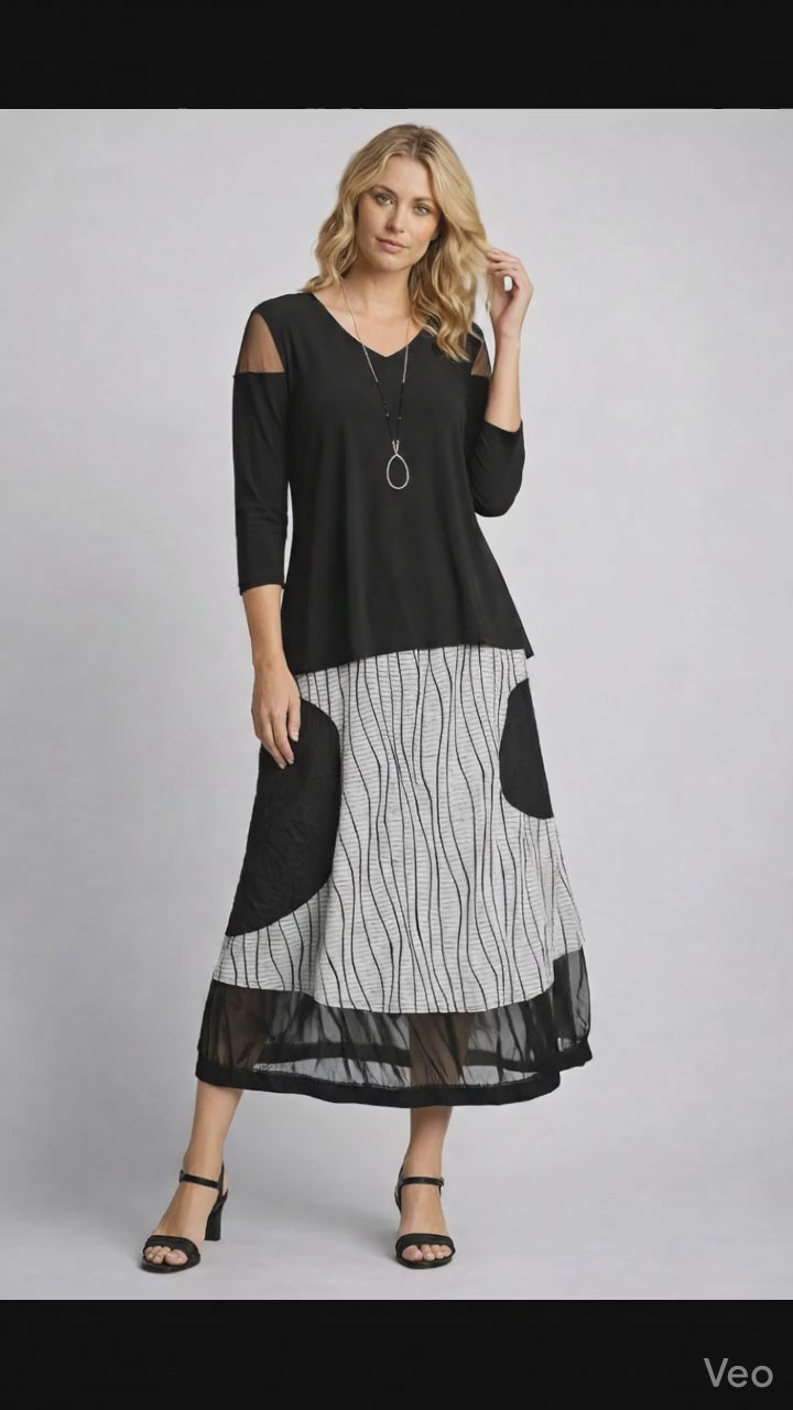 IC Collection Skirt With Mesh Detail-7793S