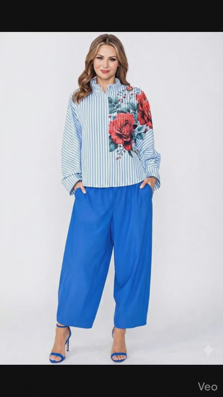 IC Collection Origami Shirt with Flower-IC-7627T