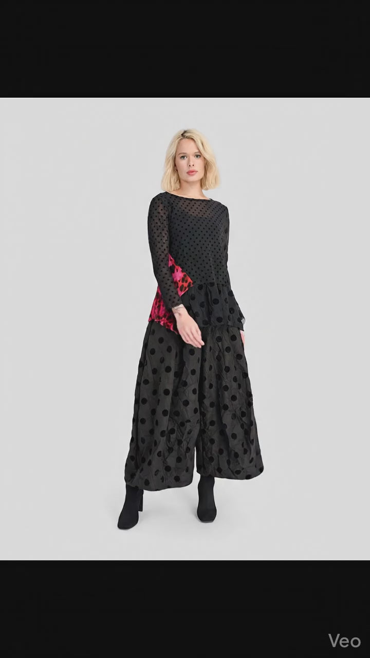 ALEMBIKA Amour Flounce Top, Black Mix-ET744M