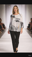 Jess & Jane Bouclé Mesh Contrast Tunic-BC4-2199-TANGO