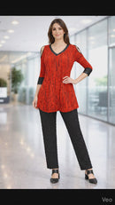 IC Collection V-Neck Open Shoulder Top-7860T