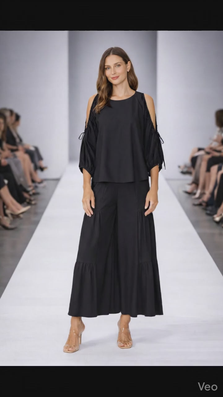 IC Collection Tie-Sleeve Cold Shoulder Dolman Top-7637T