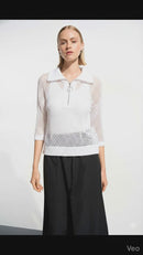 Joseph Ribkoff Boxy Sweater Knit With Zipped Neckline-261634