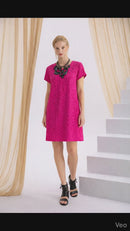 Kozan Simona Textured Shift Dress-Flamingo| Designer Dress