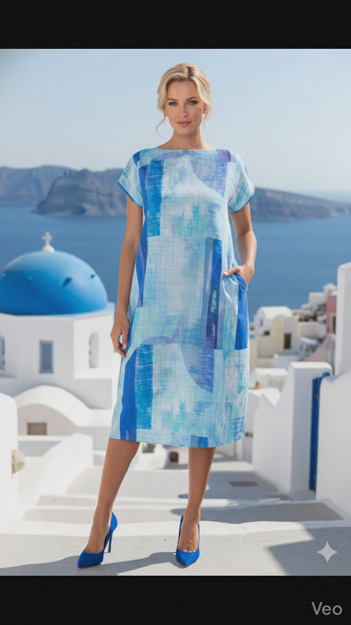IC Collection Abstract Printed Cocoon Dress-C1046D