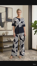 Joseph Ribkoff Silky Knit Geometric Print Asymmetrical Cocoon Top-261283