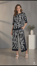 Frank Lyman Geometric Abstract Print Cropped Wide-Leg Pants 266115