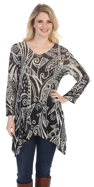 Jess & Jane Mystery Mixed Print Tunic-SS5-1199