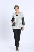 IC Collection Dotted Long Sleeve Tunic-IC-3495T