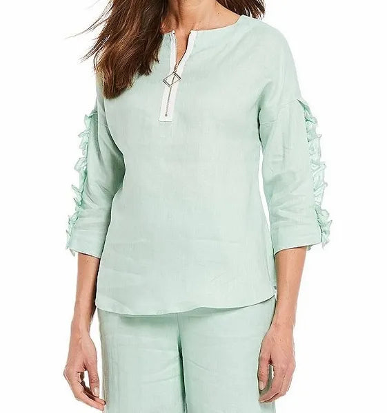 IC Collection Linen Ruffled Sleeve Top | Unique Apparel USA