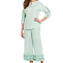IC Collection Linen Ruffled Sleeve Top-IC-1467T