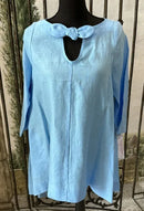IC Collection Linen Key Hole Bow Tie Tunic-IC-3228T