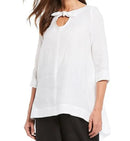 IC Collection Linen Key Hole Bow Tie Tunic-IC-3228T