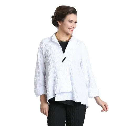 IC Collection Bubble Textured Asymmetric Jacket in White-IC-1501J ...