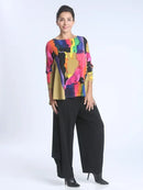 IC Collection Boat Neck Flare Print Tunic-IC-4130T