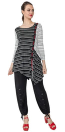 IC Collection Striped Tunic Black, White, Red-IC-4180T