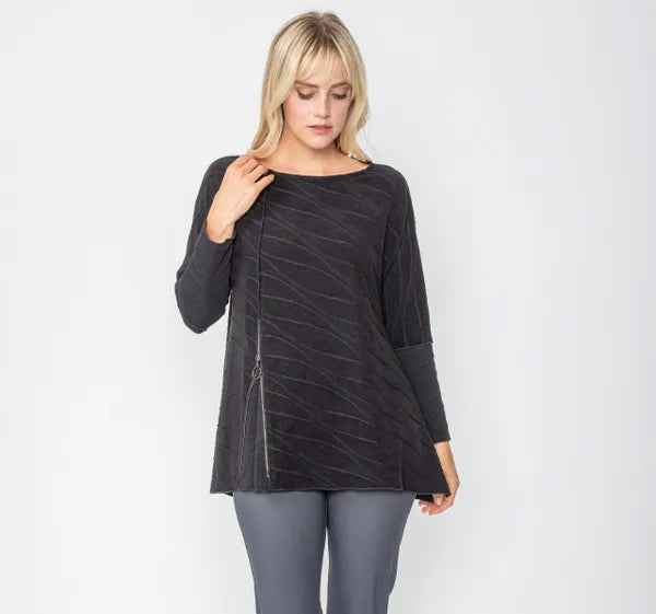 IC Collection Textured Zipper Tunic | Unique Apparel USA