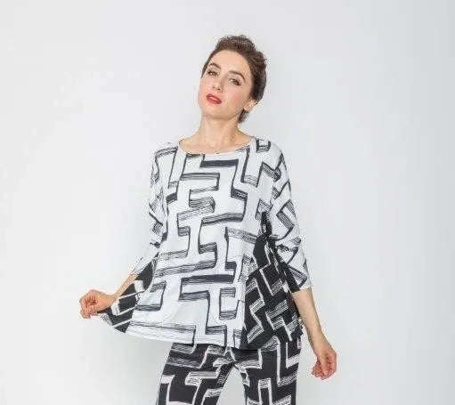 IC Collection Abstract Two-Tone Tunic | Unique Apparel USA