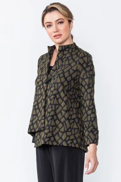 IC Collection Geometric Jacquard One Button Jacket-IC-5106J