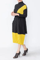 IC Collection Color Black Mock Neck Dress-IC-6004D