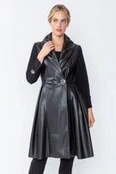 IC Collection Vegan Leather Frock Coat-IC-4603J