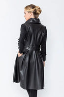 IC Collection Vegan Leather Frock Coat-IC-4603J