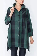 IC Collection High Collar Asymmetrical Long Jacket-IC-4546J