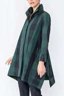 IC Collection High Collar Asymmetrical Long Jacket-IC-4546J