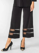 Split Mesh Wide Leg Pant-IC-4857P-DUP