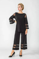 Split Mesh Wide Leg Pant-IC-4857P-DUP