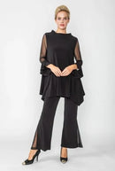 IC Collection Mesh Sleeve Asymmetric Tunic-IC-4953T