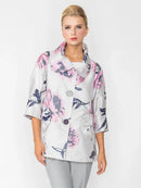 IC Collection Cowl Neck Cherry Blossom Jacket-IC-6079J