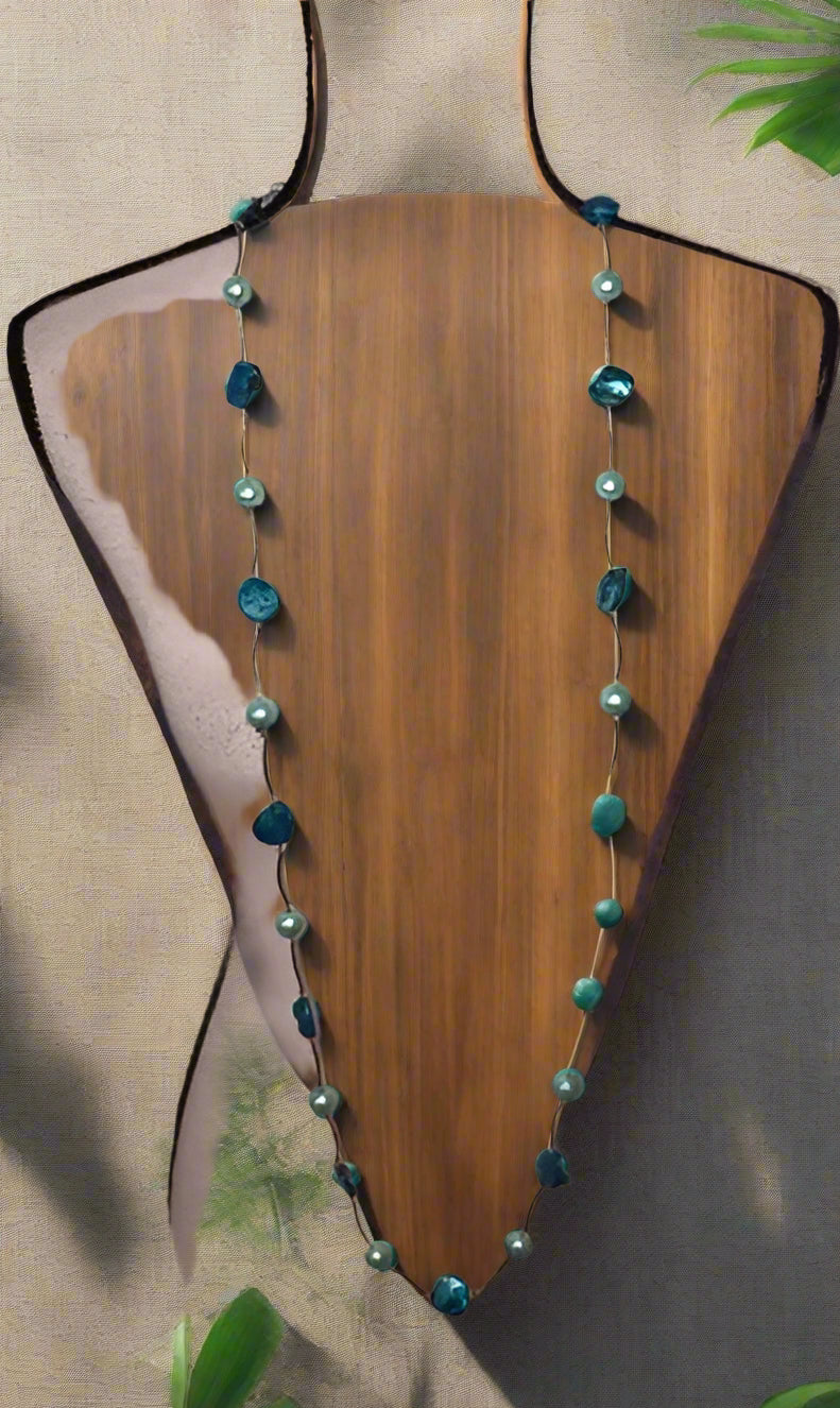 Handmade Trendy Gem Link Necklace-7689L