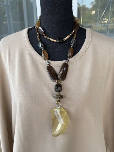 Light Amber Stacked Necklace-NKL671