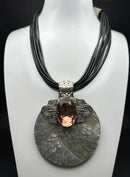 Cracked Shell Rose Stone Necklace-UA841